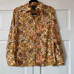 Rachel Zoe Designer Floral‎ Printed Button Up Revolve Blouse Size XS Gold Boho